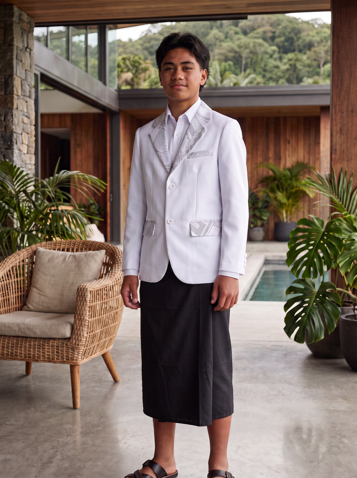100% Poly Twill Boys Tattoo Printed Suits Silver
