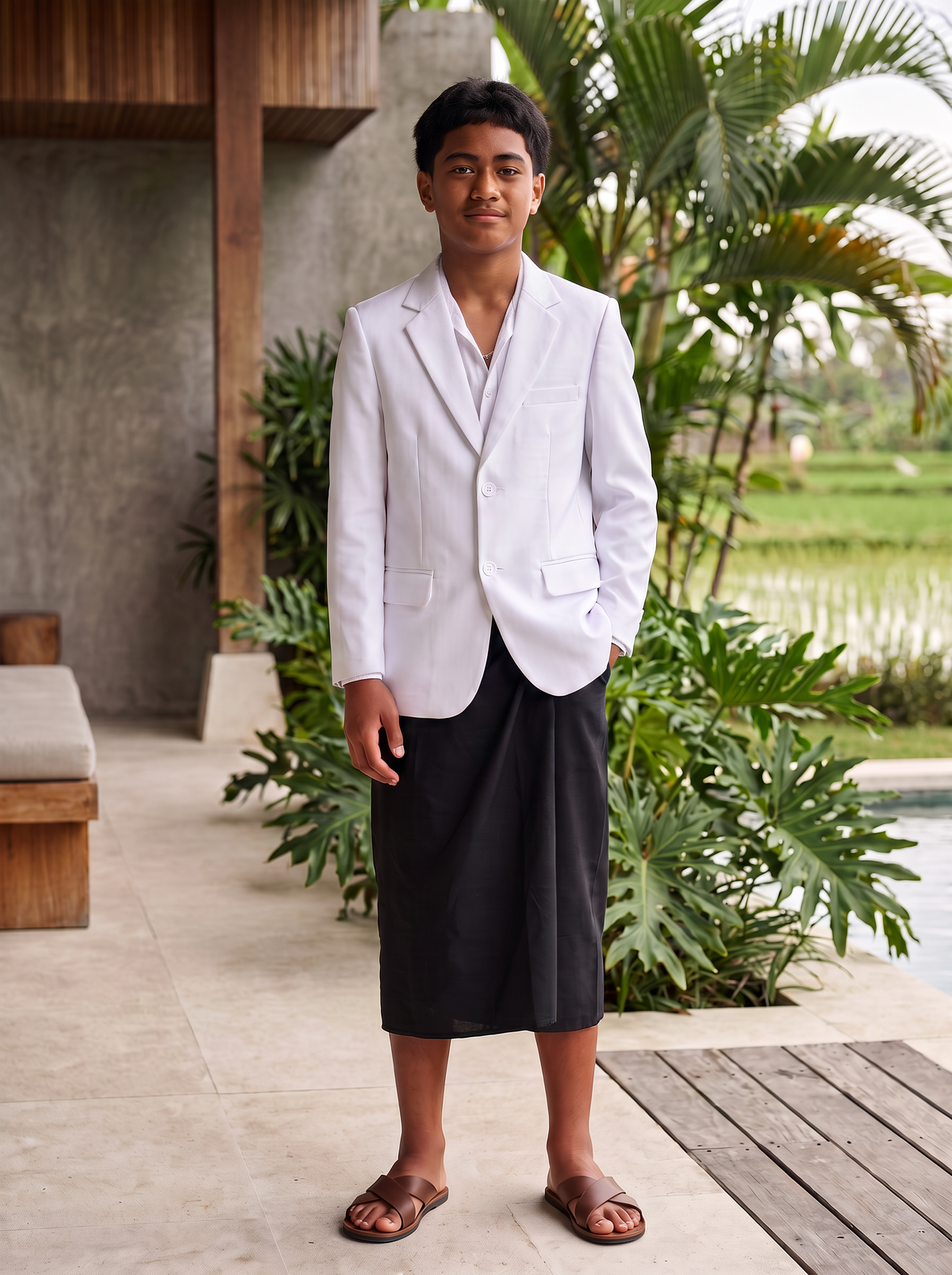 100% Poly Twill White Boys Suits