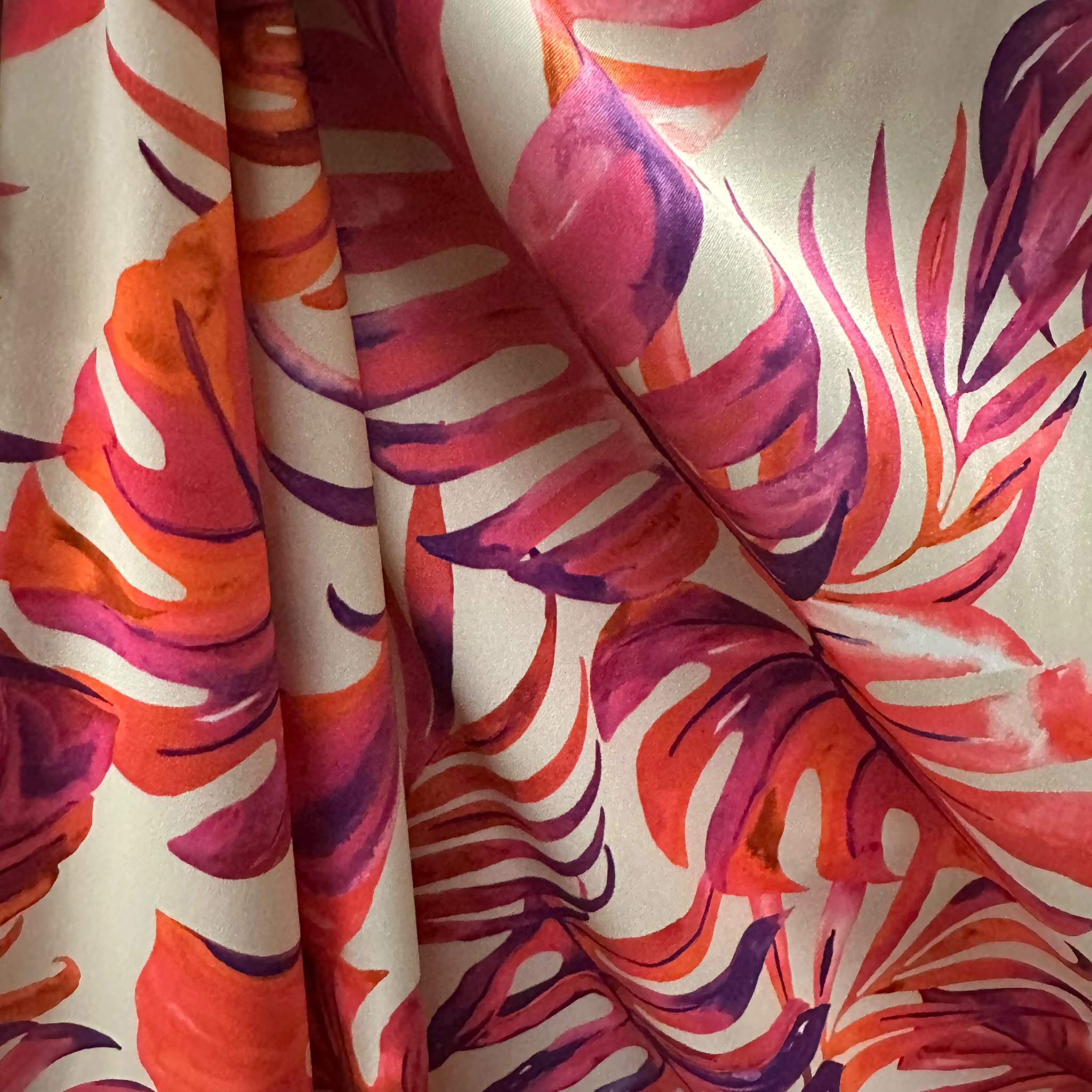 Poly Satin Maza Printed Fabric | Premium Polynesian Print Polyester Fabric