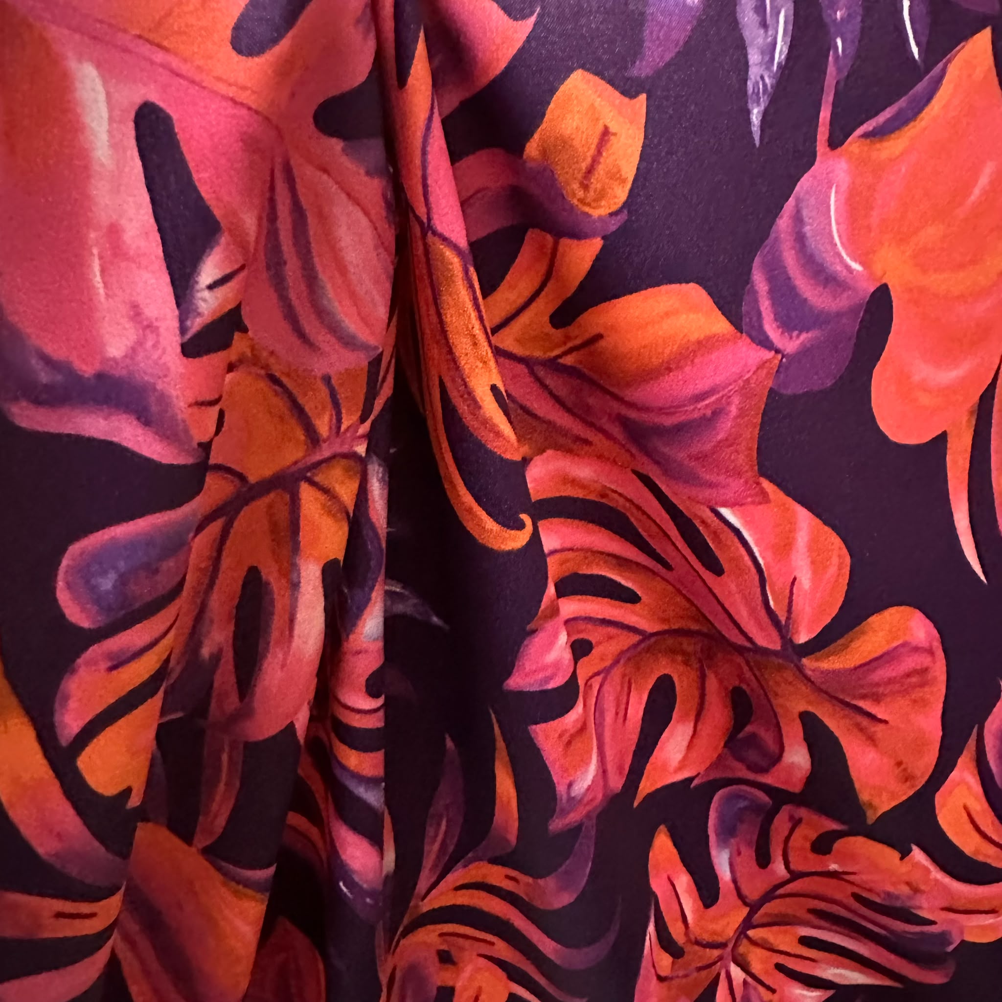 Poly Satin Maza Printed Fabric | Premium Polynesian Print Polyester Fabric