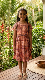 Girls G20 Dress — Fijian Print Cotton Dress for Kids | Geneva Fabrics & Fashion