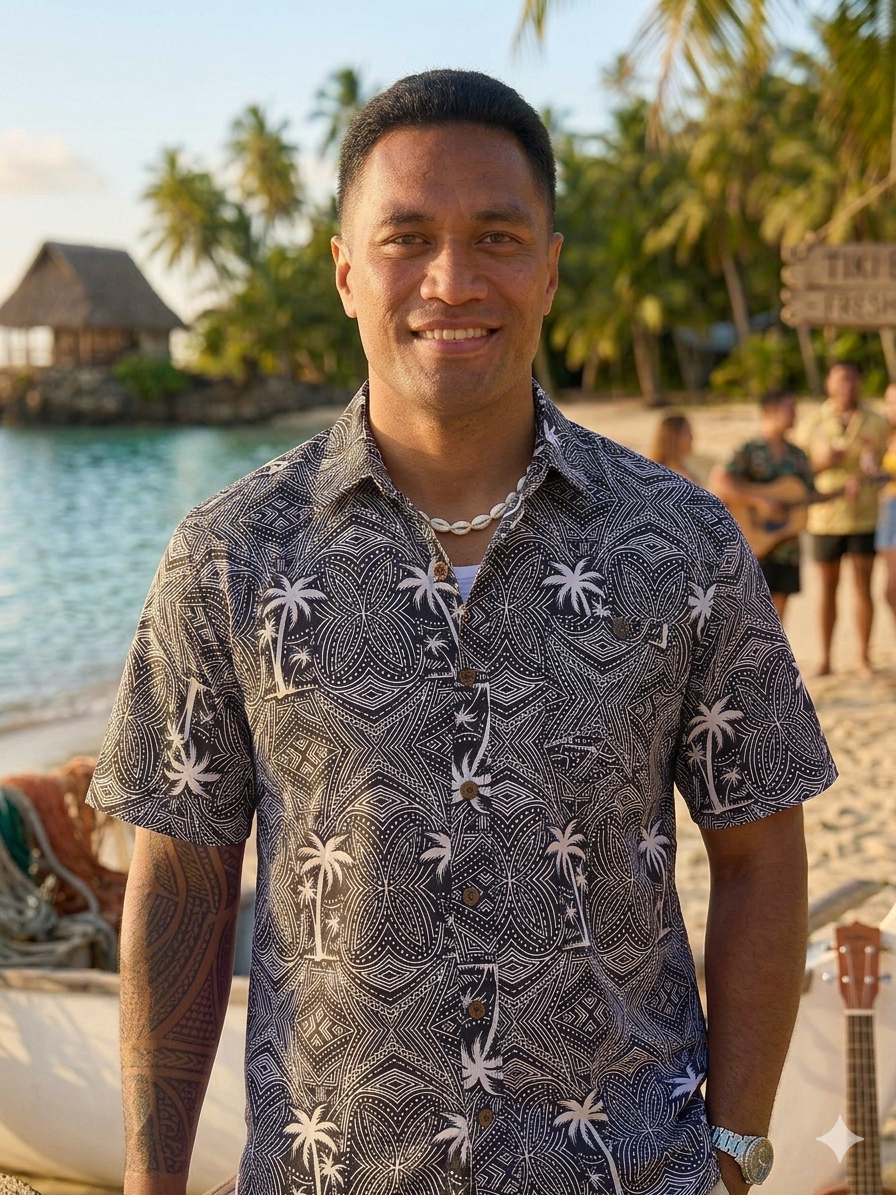 Mens Cotton Polynesian Print Short Sleeve Shirt — Pacific Island Shirt