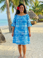 COTTON SLUB PRINTED LADIES 3/4 TOP DRESS (M297BD5M)
