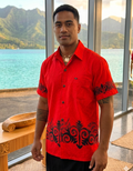 Men's Red Dobby Cotton Shirt (MNBSA163)