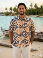 Mens Dobby Cotton Short Sleeve Shirt (161699) — Pacific Island Print Bula Shirt