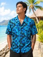 Mens Dobby Cotton Short Sleeve Shirt (161699) — Pacific Island Print Bula Shirt