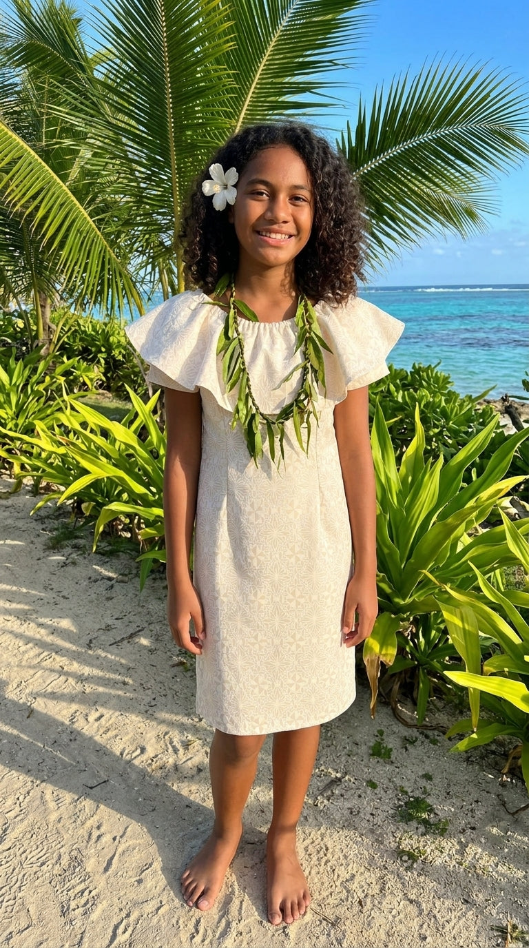 Lacquer Girls Dress — Formal Polyester Kids Dress for Pacific Island Occasions | Geneva Fabrics & Fashion