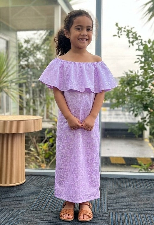 Lacquer Girls Dress — Formal Polyester Kids Dress for Pacific Island Occasions | Geneva Fabrics & Fashion