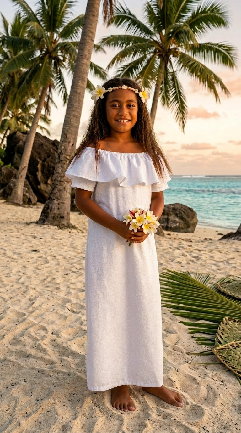Lacquer Girls Dress — Formal Polyester Kids Dress for Pacific Island Occasions | Geneva Fabrics & Fashion