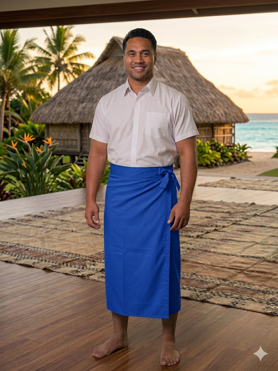 Mens Plain Sulu 32" — Fijian Traditional Wraparound Skirt in Minimatt Poly