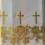 Polyester Printed Foliage Fabric – Cross & floral border print