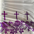 Polyester Printed Foliage Fabric – Cross & floral border print