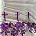 Polyester Printed Foliage Fabric – Cross & floral border print