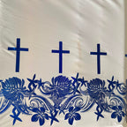 Polyester Printed Foliage Fabric – Cross & floral border print