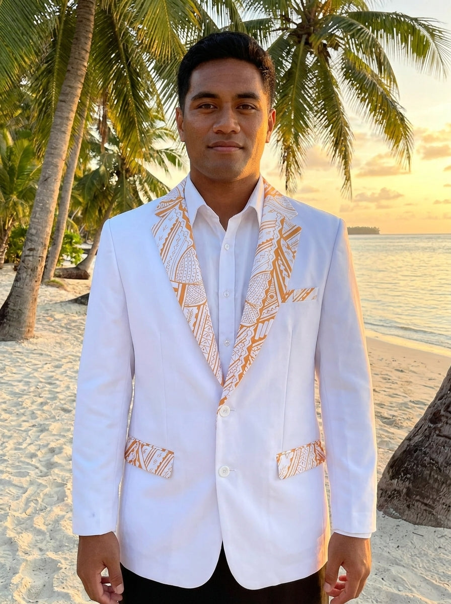 Men's Tattoo Print Poly Twill Suit (M265)