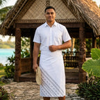 Mens Polynesian Printed Polyester Sulu — Pacific Island Tribal Wraparound Skirt
