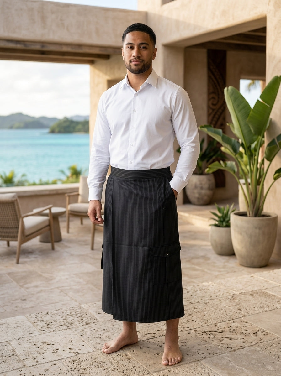 Men's Stripe Pocket Sulu (M347) I Fijian Wraparound Skirt